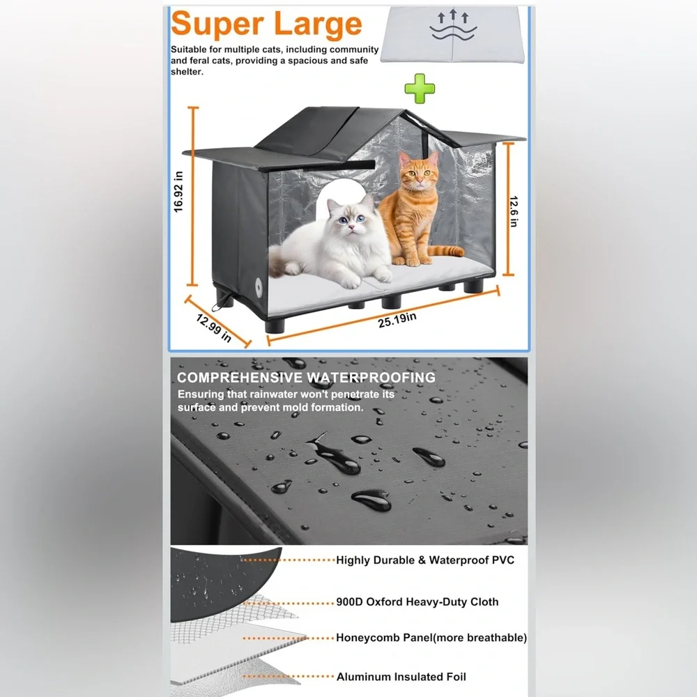 Texsens Black Pet Weatherproof House